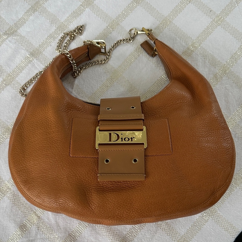 ✨ Authentic Dior Trotteur  Hobo Bag – Tan Leather with Gold Hardware ✨